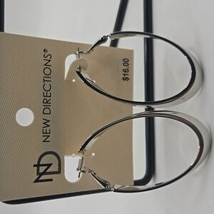 New Directions Shiny Silver Hoop Earrings